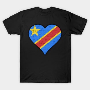 Congolese Jigsaw Puzzle Heart Design - Gift for Congolese With Democratic Republic Of Congo Roots T-Shirt